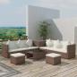 Preview: ARDEBO.de - 8-tlg. Garten-Lounge-Set mit Kissen Poly Rattan Braun