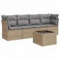 Preview: 5-tlg. Garten-Sofagarnitur mit Kissen Beige Poly Rattan