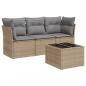 Preview: 4-tlg. Garten-Sofagarnitur mit Kissen Beige Poly Rattan