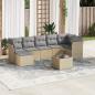 Preview: ARDEBO.de - 8-tlg. Garten-Sofagarnitur mit Kissen Beige Poly Rattan