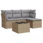 Preview: 5-tlg. Garten-Sofagarnitur mit Kissen Beige Poly Rattan