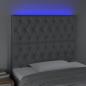 Preview: LED Kopfteil Hellgrau 90x7x118/128 cm Stoff 