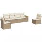 Preview: 6-tlg. Garten-Sofagarnitur mit Kissen Beige Poly Rattan