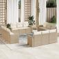 Preview: ARDEBO.de - 12-tlg. Garten-Sofagarnitur mit Kissen Beige Poly Rattan