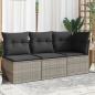 Preview: ARDEBO.de - Gartensofa mit Kissen 3-Sitzer Grau Poly Rattan