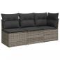 Preview: Gartensofa mit Kissen 3-Sitzer Grau Poly Rattan