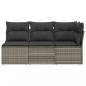 Preview: Gartensofa mit Kissen 3-Sitzer Grau Poly Rattan