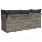 Preview: Gartensofa mit Kissen 3-Sitzer Grau Poly Rattan