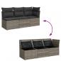 Preview: Gartensofa mit Kissen 3-Sitzer Grau Poly Rattan