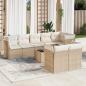 Preview: ARDEBO.de - 9-tlg. Garten-Sofagarnitur mit Kissen Beige Poly Rattan