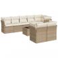 Preview: 9-tlg. Garten-Sofagarnitur mit Kissen Beige Poly Rattan