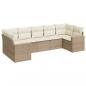 Preview: 7-tlg. Garten-Sofagarnitur mit Kissen Beige Poly Rattan