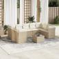 Preview: ARDEBO.de - 10-tlg. Garten-Sofagarnitur mit Kissen Beige Poly Rattan