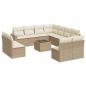 Preview: 12-tlg. Garten-Sofagarnitur mit Kissen Beige Poly Rattan