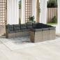 Preview: ARDEBO.de - 10-tlg. Garten-Sofagarnitur mit Kissen Grau Poly Rattan