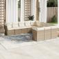 Preview: ARDEBO.de - 11-tlg. Garten-Sofagarnitur mit Kissen Beige Poly Rattan