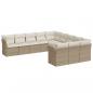 Preview: 11-tlg. Garten-Sofagarnitur mit Kissen Beige Poly Rattan