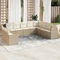 Preview: ARDEBO.de - 10-tlg. Garten-Sofagarnitur mit Kissen Beige Poly Rattan