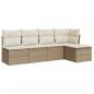 Preview: 5-tlg. Garten-Sofagarnitur mit Kissen Beige Poly Rattan