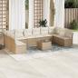 Preview: ARDEBO.de - 11-tlg. Garten-Sofagarnitur mit Kissen Beige Poly Rattan