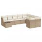 Preview: 10-tlg. Garten-Sofagarnitur mit Kissen Beige Poly Rattan