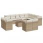 Preview: 13-tlg. Garten-Sofagarnitur mit Kissen Beige Poly Rattan