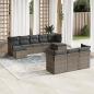 Preview: ARDEBO.de - 10-tlg. Garten-Sofagarnitur mit Kissen Grau Poly Rattan