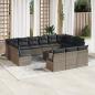 Preview: ARDEBO.de - 14-tlg. Garten-Sofagarnitur mit Kissen Grau Poly Rattan