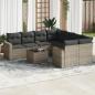 Preview: ARDEBO.de - 9-tlg. Garten-Sofagarnitur mit Kissen Grau Poly Rattan