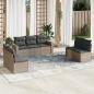 Preview: ARDEBO.de - 7-tlg. Garten-Sofagarnitur mit Kissen Grau Poly Rattan