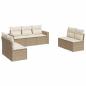 Preview: 7-tlg. Garten-Sofagarnitur mit Kissen Beige Poly Rattan