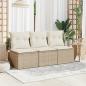 Preview: Gartensofa mit Kissen 3-Sitzer Beige Poly Rattan