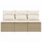 Preview: Gartensofa mit Kissen 3-Sitzer Beige Poly Rattan