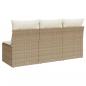 Preview: Gartensofa mit Kissen 3-Sitzer Beige Poly Rattan