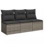 Preview: Gartensofa mit Kissen 3-Sitzer Grau Poly Rattan