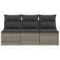 Preview: Gartensofa mit Kissen 3-Sitzer Grau Poly Rattan