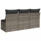 Preview: Gartensofa mit Kissen 3-Sitzer Grau Poly Rattan