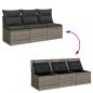 Preview: Gartensofa mit Kissen 3-Sitzer Grau Poly Rattan