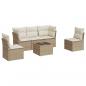 Preview: 6-tlg. Garten-Sofagarnitur mit Kissen Beige Poly Rattan