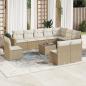 Preview: ARDEBO.de - 11-tlg. Garten-Sofagarnitur mit Kissen Beige Poly Rattan