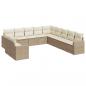 Preview: 11-tlg. Garten-Sofagarnitur mit Kissen Beige Poly Rattan