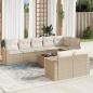 Preview: ARDEBO.de - 9-tlg. Garten-Sofagarnitur mit Kissen Beige Poly Rattan