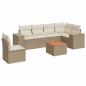 Preview: 7-tlg. Garten-Sofagarnitur mit Kissen Beige Poly Rattan