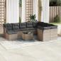 Preview: ARDEBO.de - 11-tlg. Garten-Sofagarnitur mit Kissen Grau Poly Rattan