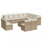 Preview: 13-tlg. Garten-Sofagarnitur mit Kissen Beige Poly Rattan