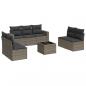 Preview: 8-tlg. Garten-Sofagarnitur mit Kissen Grau Poly Rattan