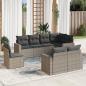 Preview: ARDEBO.de - 8-tlg. Garten-Sofagarnitur mit Kissen Grau Poly Rattan