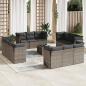 Preview: ARDEBO.de - 13-tlg. Garten-Sofagarnitur mit Kissen Grau Poly Rattan