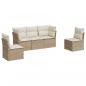 Preview: 5-tlg. Garten-Sofagarnitur mit Kissen Beige Poly Rattan