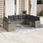 Preview: ARDEBO.de - 9-tlg. Garten-Sofagarnitur mit Kissen Grau Poly Rattan